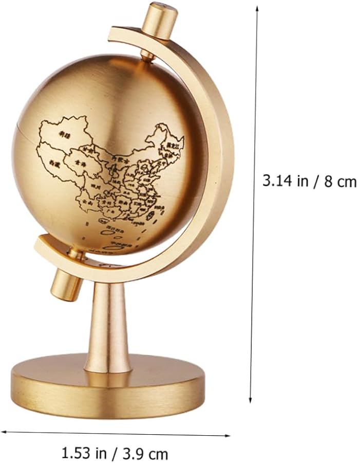 كرة أرضية من النحاس الدوارة مع قاعدة خشبية للتعليم والمكتب وديكور المنزل - Image 4